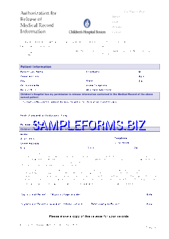 Massachusetts Medical Records Release Form 3 pdf free