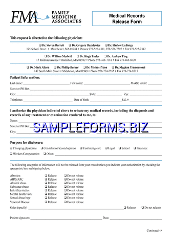 Massachusetts Medical Records Release Form 4 pdf free